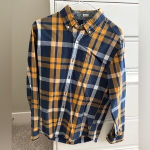 J. Crew Navy and Orange Plaid Shirt